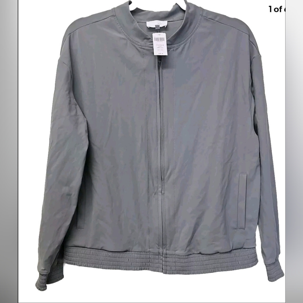 $89 SOMA Weekend Tech Knit Bomber Jacket Size Medium M  RESTFUL GRAY SUPER